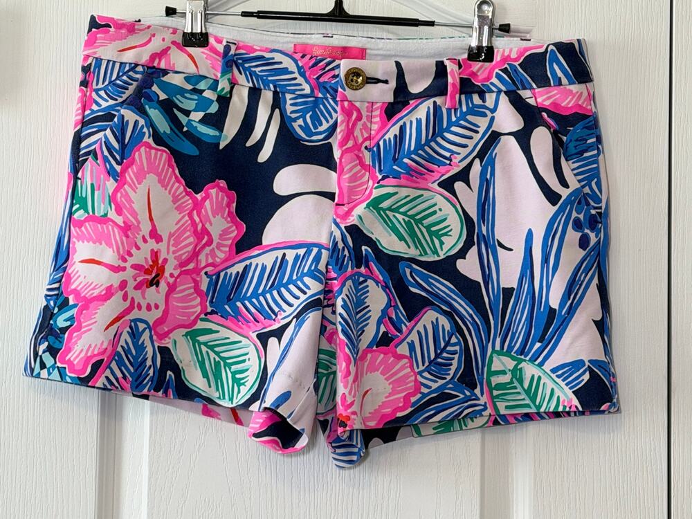 Lilly Pulitzer Callahan Knit Shorts 5" "High Tide Navy Sugar Mambo"-Size 12